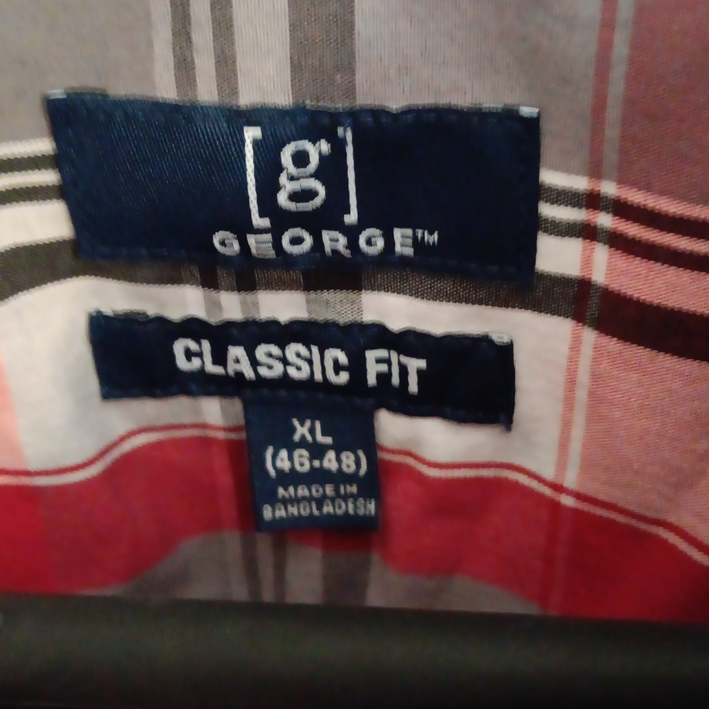 George Men's Red Plaid Short Sleeve Shirt - Picture 2 of 3